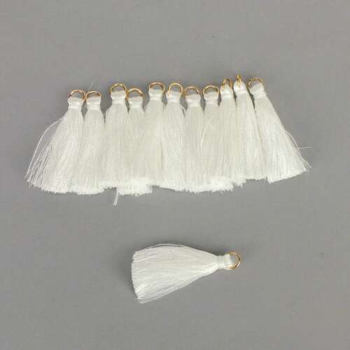 White Tassels, 12 pack, 4cm, for jewelry making, crafts, and home decor