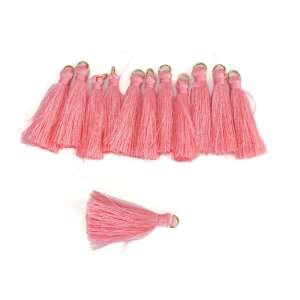 12 darabos sötét rózsaszín bojtok arany gyűrűvel, 4cm hosszú - Függönyelkötő