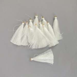 Fehér bojtok, 12 darabos csomag, 6cm, ékszerkészítéshez, kézműveskedéshez, lakberendezéshez - Függönyelkötő