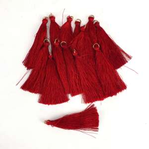 12 darabos 6cm-es piros bojtok arany gyűrűvel - Függönyelkötő