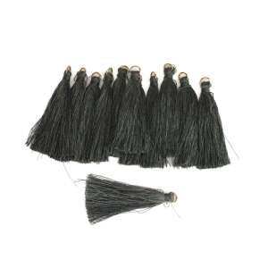 12 darabos sötétszürke bojtok, 6cm hosszú, kézműveskedéshez, ékszerkészítéshez és lakberendezéshez - Függönyelkötő