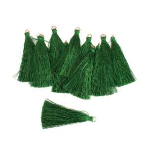 Sötétzöld bojtok, 12 darabos csomag, 6cm hosszú - Függönyelkötő