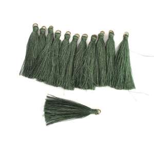 12 darabos zöld bojtok, 6cm hosszúak, arany gyűrűvel - Függönyelkötő