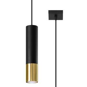 Lampa wisząca LOOPEZ czarno-złota, nowoczesny cylindryczny design - Sollux