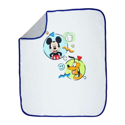 Disney Mickey és Plútó babatakaró, puha és kényelmes, tökéletes öleléshez, szürke és kék színben, 70x90 cm