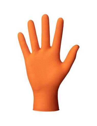 Satz orangefarbener Nitrilhandschuhe, strukturiert GOGRIP, Satz mit 50 Stück XL