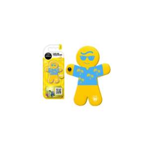 Aroma Car Manny Vanille Auto-Lufterfrischer, ein gelber Lebkuchenmann mit Sonnenbrille und einem blauen Hemd mit Palmen - Lufterfrischer für Autos