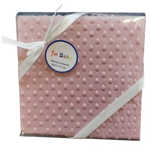 Gamberritos babatakaró, puha plüss buborékos anyag, 80x110cm, púder rózsaszín - Babatakaró