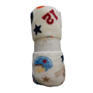 Soffi Baby Sport dupla plüss takaró, 75x100cm, fehér színes sport mintával - Babatakaró