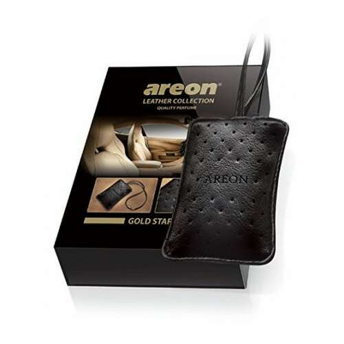 Areon Leder Collection Auto-Lufterfrischer, schwarzes Leder, goldener Stern, 50 ml