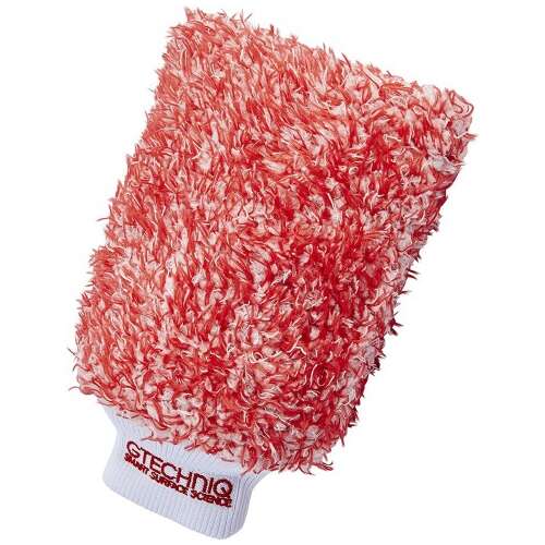 Gtechniq WM2 Mikrofaser Waschhandschuh, rot und weiß, Autowaschhandschuh