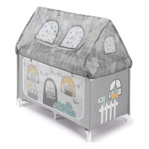 Pătuț de călătorie CAM Daily Dolci Sogni gri cu design de casă