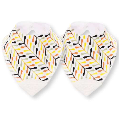 Fillikid 2 db-os nyálkendő szilikon rágókával, levél mintával