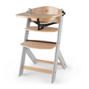 Kinderkraft Enock high chair in grey and natural wood, adjustable and convertible - High Chair