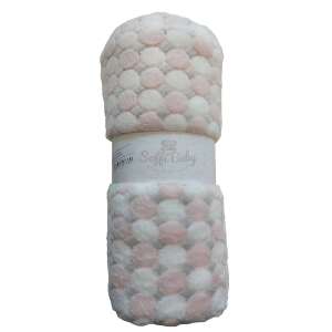 Soffi Baby rózsaszín és fehér plüss babatakaró, 75x100cm - Babatakaró