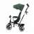 Kinderkraft Aston Mystic Green Tricycle, side view, green and black, with canopy and parent push handle