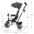 Kinderkraft Aston Mystic Green Tricycle, side view, black, with canopy and parent push handle, showing dimensions