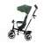 Kinderkraft Aston Mystic Green Tricycle, side view, green and black, with canopy and parent push handle