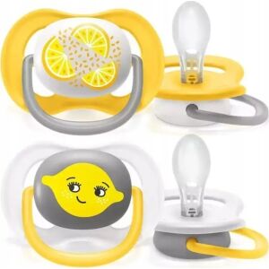 Philips AVENT Ultra Air pacifier, 6-18 months, neutral citrus design, 2-pack - Babies & Toddler