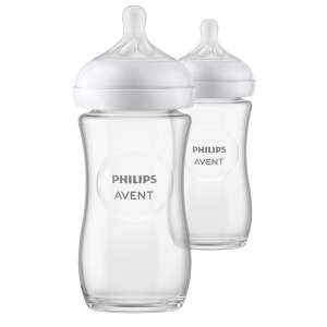Стъклено шише за бебета Philips Avent Natural Response, 240ml, 2 броя - Бутилка