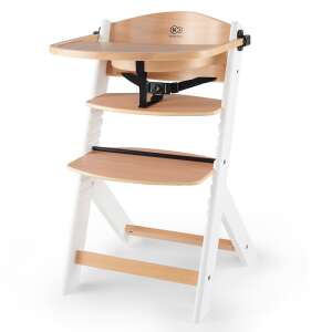 Kinderkraft Enock high chair, white and natural wood, with tray - High Chair