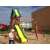 Woodlit Sunnydale wooden playground with slide, swings, and picnic table, green and brown