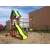 Woodlit Sunnydale wooden playground with slide, swings, and picnic table, green and brown