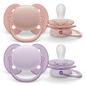 Philips AVENT Ultra Soft Premium Schnuller 0-6 Monate, Mädchenfarben, 2er-Pack - Babys & Toddler