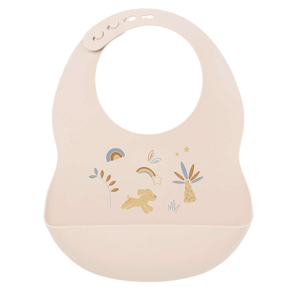 Nattou előke szilikon printed bézs