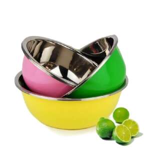 Victor 3-piece stainless steel mixing bowl set in yellow, pink, and green - Mixing Bowl