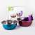 Victor 3-piece stainless steel mixing bowl set in blue, red, and purple