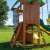 Woodlit Somerset playset with a child climbing the ladder