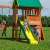 Woodlit Somerset playset with a child going down the slide
