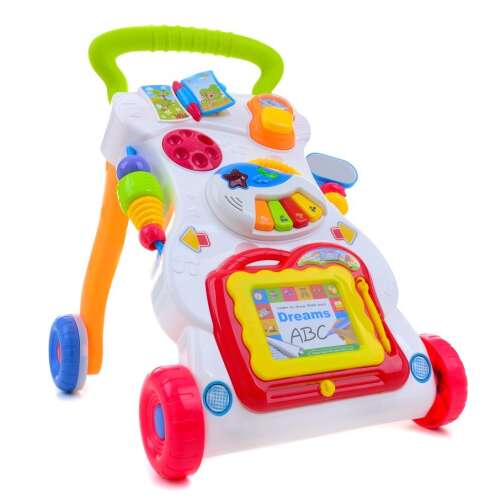 Funfit Multifunktionaler Lauflernwagen mit Soundeffekten - Weiß und Rot