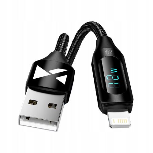 Cablu Wozinsky WUALC2 USB-A la Lightning cu afișaj LED care arată informații despre încărcare
