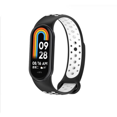 Xiaomi Mi Band 8 Szilikon Szíj - Lyukacsos - Fekete-Fehér 131448717