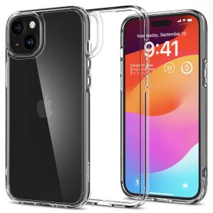 Priehľadné puzdro Spigen Crystal Hybrid pre iPhone 15 s telefónom - Spigen Puzdrá na telefóny