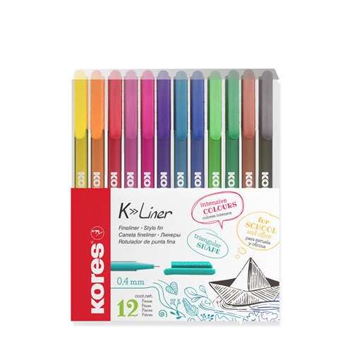 KORES Nadelfilz-Set, 0,4 mm, KORES &rdquo;K-Liner&rdquo;, 12 verschiedene Farben 32832407