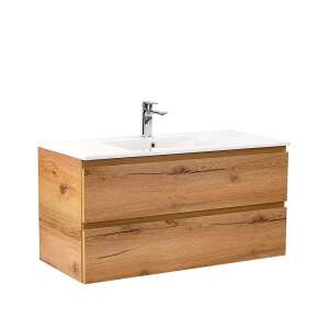 Vario Pull 100 tölgy fürdőszobai alsószekrény mosdóval, modern design - Fürdőszoba bútor
