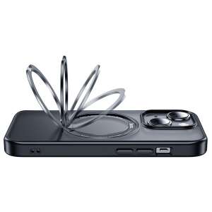 HOCO AS1 Stand Magnetic Case for iPhone 15, black, 360 degree rotating ring, MagSafe compatible - Hoco