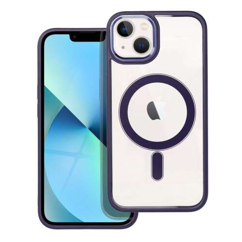 iPhone 13 (6.1") szilikon tok, PC/TPU tok, magsafe, színes keretes, átlátszó/lila, Color Edge Mag Cover 82872259