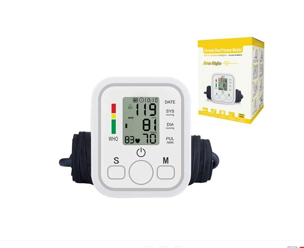 KINSI felKaros vérnyomásmérő, LCD kijelző nagy karakterekkel, Automatikus mérés, Szabálytalan pulzusérzékelés, Klinikailag validált, Mandzsetta 22-32cm, Fehér