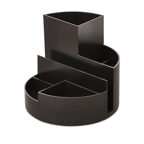 MAUL Roundbox čierny organizér na stôl, z recyklovaného plastu, 6 priehradiek, na perá, ceruzky, nožnice, sponky a iné