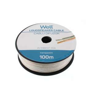 Well LSP-CCA0.50TT-100-WL 2x0,5mm² Átlátszó Hangszórókábel, 100m tekercs - Hangszóró kábel