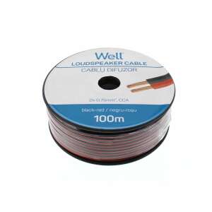 Well LSP-CCA0.75BR-100-WL 100m Hangszórókábel, 2x0.75mm², Fekete és Piros - Hangszóró kábel