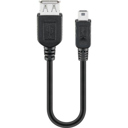 Goobay 95006 2.0 USB kábel 0,2m ,  USB A aljzat - Mini USB 5 pólusú dugó