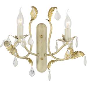 Klausen KL 6197 Versilia AP2 Lampă de perete alb antic și auriu cu accente de cristal - Aplice perete