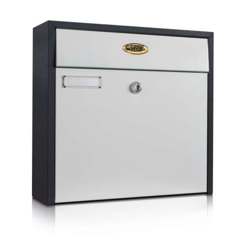 Kültéri Fekvő Bicolor mailbox, white and black, with lock and nameplate