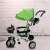LittleONE by Pepita green tricycle with parent handle on brick background