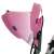 Pepita Little One trike with pink canopy, parent handle, basket and bell, close-up detail of the canopy
